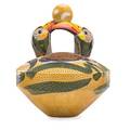 Kurt weiser rakufired handbuilt lidded jar with toucans helena mt ca 1980 signed 15 x 13 12