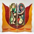 After pablo picasso fourpanel room divider 1980s lacquered transfer print and anilinedyed veneers unmarked open 69 12 x 76