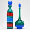 Fulvio bianconi 19151996 venini two banded glass bottles with stoppers italy 198992 both marked taller 15