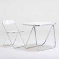 Leo castelli plia folding desk and chair italyusa 1970s acrylic chromed metal manufacturer labels table 27 x 32 x 25 12 chair 29 x 18 12 x 21