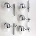 Style of sergio mazza five sconces italy 1970s chromed steel brushed aluminum glass all unmarked 11 34 x 5 34 x 9 34