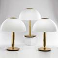 Limberg three polished brass table lamps with frosted glass shades germany 1990s all with labels each 20 x 15 12 dia