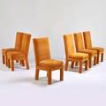 Milo baughman thayer coggin six tall back dining chairs high point nc 1970s velvet wood frames all unmarked 40 12 x 20 x 25