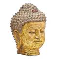 Thai cast iron buddha head gilt surface 19th c 15 x 11 x 10