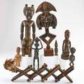 African tribal figures eight including bakota reliquary mossi culture bronze bakongo mother and child etc tallest 24