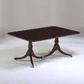 Hickory chair co philadelphia double pedestal dining table with inlaid top north carolina 1990s mahogany with satinwood and ebony inlay brass unmarked 30 x 72 x 46 leaves 22