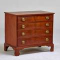 Federal period four drawer gentlemans chest mahogany chippendale style bracket feet replaced brasses ca1800 34 x 37 12 x 32