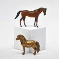 Viennese two miniature bronze horses one cold painted 20th c both unmarked taller 3 12