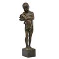 Wilhelm bormann german 18851938 bronze sculpture of a young boy with a puppy signed 11 34 x 3 12 x 3