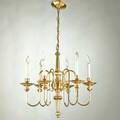Brass chandelier brass six lights 20th c 26 x 26 dia
