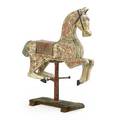 Carousel horse distressed original paint glass eyes early 20th c 48 x 45 12