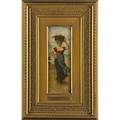 Heinrich breling german 18491914 oil on panel of a woman with fishing basket framed signed 8 x 3