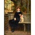 Portrait of a girl with her dog oil on board framed danish early 20th c 16 x 12 14