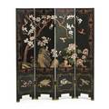 Chinese ebonized lacquer fourpanel screen landscape decoration 20th c 72 x 60 as shown