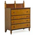 Country chest of drawers maple and cherry with rectangular backsplash above four drawers on turned feet 19th c 56 34 x 43 12 x 20 14