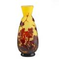 Galle cameo glass vase acidetched with flowers nancy france 1900s signed galle on body 10 x 4 12 dia