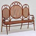 Josef hoffman bentwood settee vielitz austria ca 1900 beech woven cane paper label 51 x 58 x 22