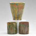 Pewabic three vases in iridescent drip glazes detroit mi tallest marked tallest 5 34