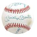 Baseball triple crown winners autographed baseball signed by ted williams mickey mantle carl yastrzemski and frank robinson james spence authenticity