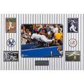 Derek jeter autograph large format color photograph of jeter jumping into stands framed in a photo collage 29x 42 overall all american collectibles authenticity