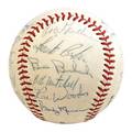 1970 new york yankees autographed baseball signed by twentysix players including thurman munson roy white and bobby murcer james spence authentication