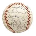 1962 new york yankees autographed baseball signed by twentyeight players including mickey mantle and yogi berra later enhanced color james spence authenticity