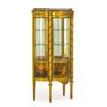 Vernis martin style vitrine gilt metal mounts glass shelves and gallery top early 20th c 57 x 29 x 17