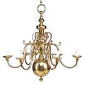 Chippendale style brass chandelier 6arm with large globe shaped base 20th c 34 x 36 dia