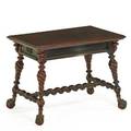 Victorian center table mahogany with rectangular top one drawer spiral carved legs ca 1900 31 x 40 x 27