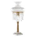 Marble and brass astral lamp with prisms and glass shade 19th c 28