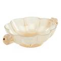 Mughal style white jade bowl lobed with floral handles set with foil back pastes 20th c 1 34 x 7 14 x 5 14
