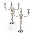 Pair of classic style silver plate candelabra two sections 3light 20th c unmarked 21 14 x 15 14