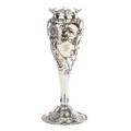 Monumental bailey banks  biddle art nouveau sterling silver vase elaborate floral repousse displays with segmented stems ca 1900 marked bailey banks and biddle company 9251000 73 ot 22 34