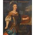 French portrait oil on canvas of anne marie louise d orleans duchess of montpensier in armor 18th c framed 35 12 x 19