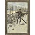 Arthur burdett frost american 18511928 oil on panel of a hunter with his gun framed signed 18 18 x 12 38