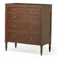 American grain painted sheraton chest four drawers with oval pulls ca 18301840 43 12 x 39 12 x 20