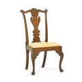 Philadelphia queen anne side chair walnut with carved shell crestrail padded drop in seat and pad feet ca 1780 38 x 18 x 17
