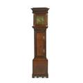 English grandfather clock oak case with 30 hour movement and silvered dial ca 1800 dial marked john usherwood ticehurst 80 x 17 12 x 9