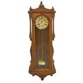 Ansonia wall regulator clock oak case time and strike eight day movement 19th c 47 12 x 16