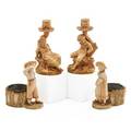 Royal worcester figural porcelain four items late 19th c pair of candlesticks and pair of planters all marked candlesticks 7 12