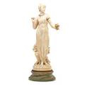 Continental ivory figure woman holding a bouquet of flowers with gold necklace and armband on marble base 19th c signed c delacour ivory only 11 12