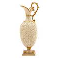 English porcelain reticulated and jeweled ewer pierced body and scrolling handle with gilt decoration probably royal worcester late 19th c marked 11 12