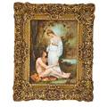 Continental porcelain plaque man embracing a woman by a river 1891 framed signed m poncet zbinden and dated plaque 13 x 10