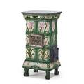 French tiled stove iris decoration 19th c 38 x 19 12 x 17