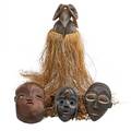 Ivory coast and congolese african carved wood masks dan chokwe and mossi two with attachments mid 20th c largest 11