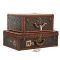 Louis vuitton suitcases two with interior trays monogrammed efp early 20th c serial nos 804080 and 795637 larger 9 x 26 x 16 12