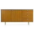 George nelson 1908  1986 herman miller thin edge cabinet zeeland mi 1950s walnut aluminum foil label 33 12 x 67 14 x 18 12