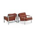 Milo baughman 1923  2003 thayer coggin pair of angle bar lounge chairs high point nc 1970s chromed steel vinyl unmarked 29 x 29 12 x 33