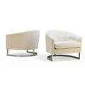 Milo baughman 1923  2003 thayer coggin pair of lounge chairs high point nc 1970s chromed steel velvet unmarked 25 x 30 12 x 30