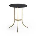 Cedric hartman b 1929 side table omaha ne 1990s chromed steel granite stamped signature 23 x 18 dia top 17 dia